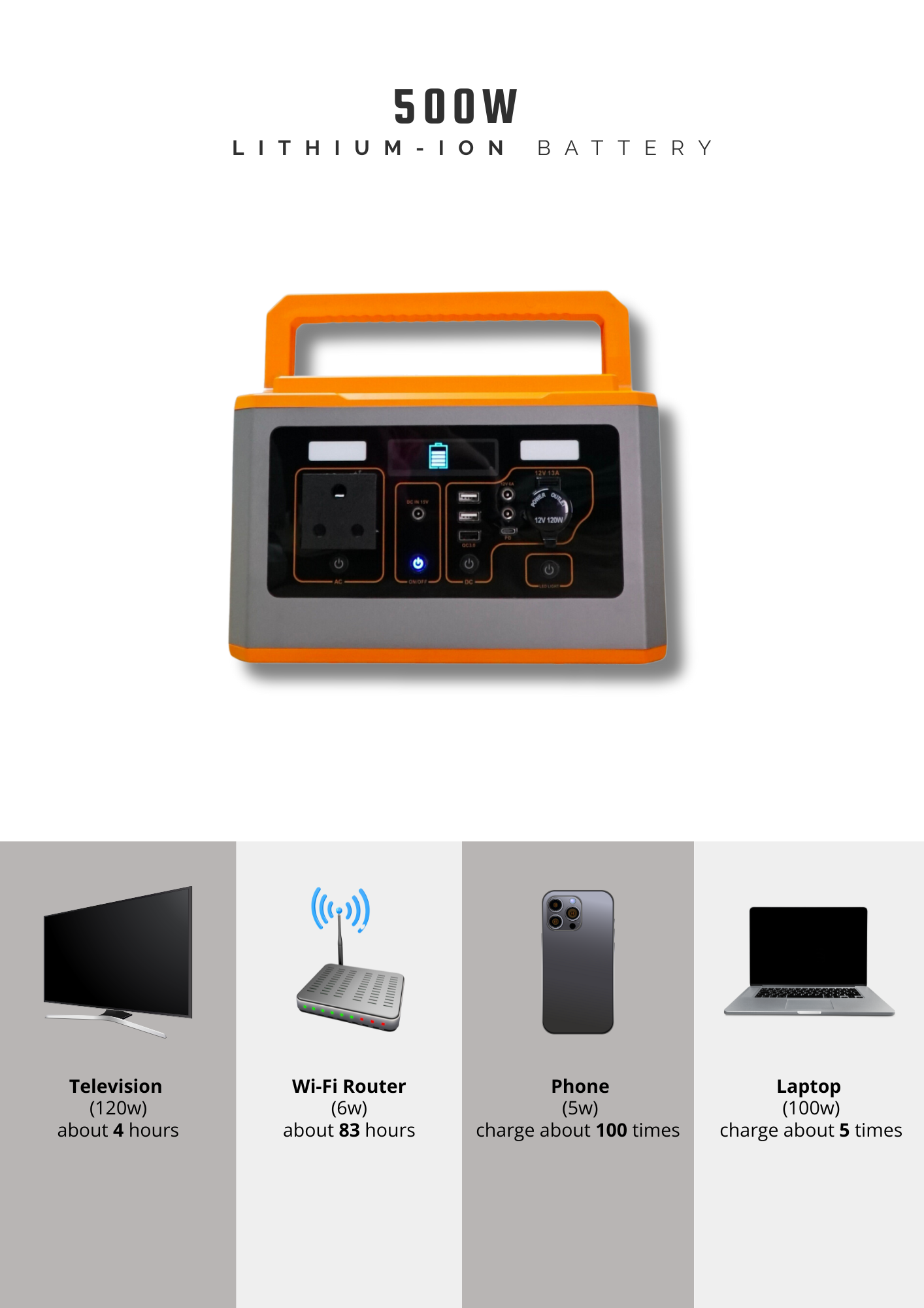 l 500W 135000mAh Pure Sine Wave Portable Power Station